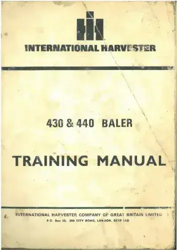 International Harvester Baler 430 & 440 Training Manual