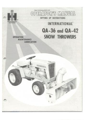 International Harvester Snow Thrower QA36 & QA42 Operators Manual