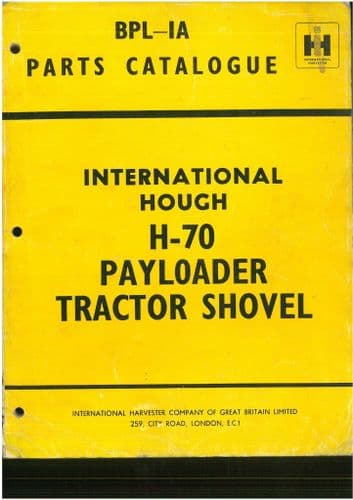 International Hough Payloader Tractor Shovel H70 Parts Manual