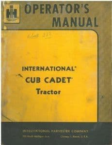 International McCormick Farmall Cub Cadet Tractor Operators Manual