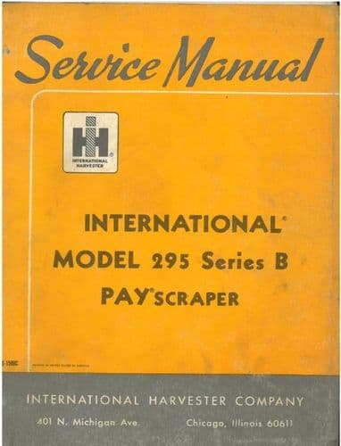 International Model 295 Series B PayScraper Workshop Service Manual
