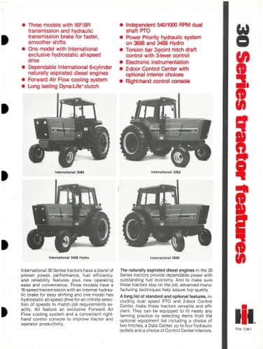 International Tractor 3088 3288 3488 3688 Brochure - USA