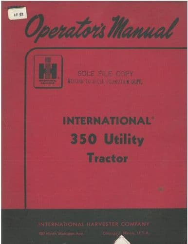 International Tractor 350 Utility Operators Manual
