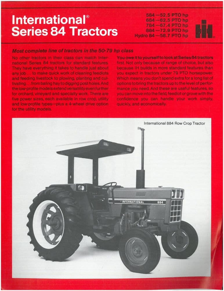 International Tractor 584 684 784 884 Hydro 84 Brochure