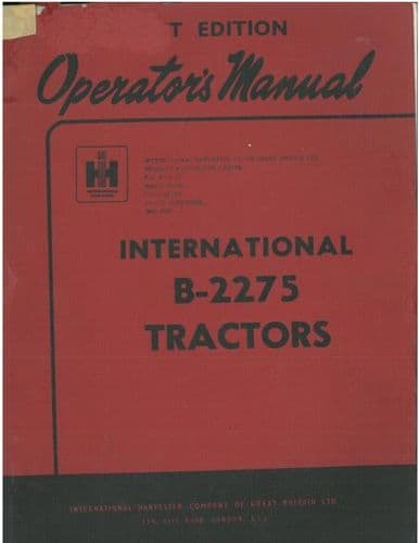 International Tractor B2275 Operators Manual - B-2275
