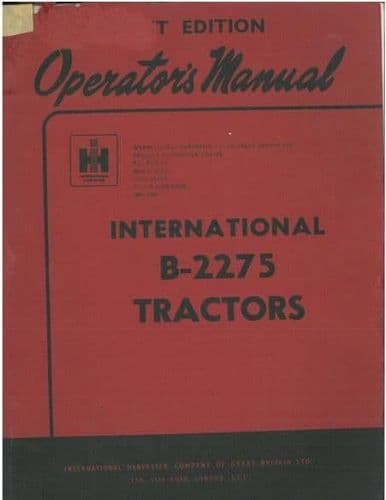 International Tractor B2275 Operators Manual - B-2275