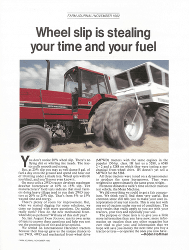 International Tractor Brochure - Wheel Slip is Stealing Your Time and Your Fuel