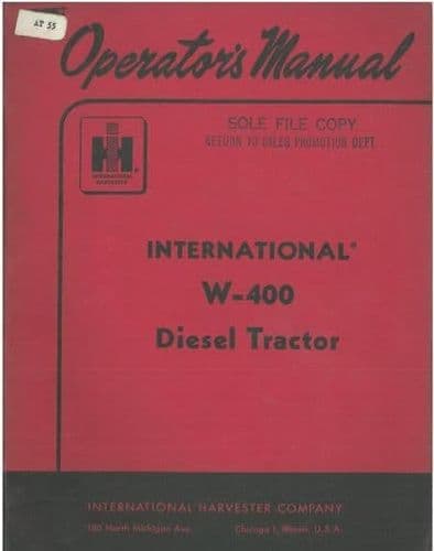 International Tractor W400 Operators Manual - W 400