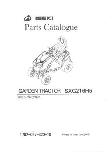 Iseki Garden Tractor SXG216H5 Parts Manual