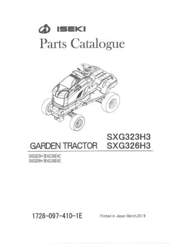 Iseki Garden Tractor SXG323H3 & SXG326H3 Parts Manual