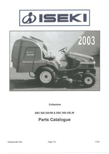 Iseki Grass Collector SBC500GSHW & SBC500GSLW Parts Manual