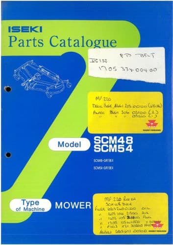 Iseki Mower Deck SCM48 SCM54 Parts  Manual - SCM 48 54