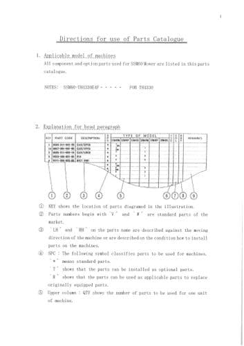 Iseki Mower SSM60 Parts Manual - SSM 60