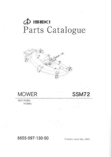 Iseki Mower SSM72 Parts Manual - SSM 72