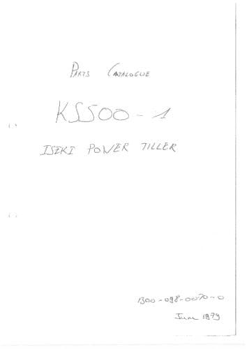 Iseki Power Tiller KS500-1 Parts Manual