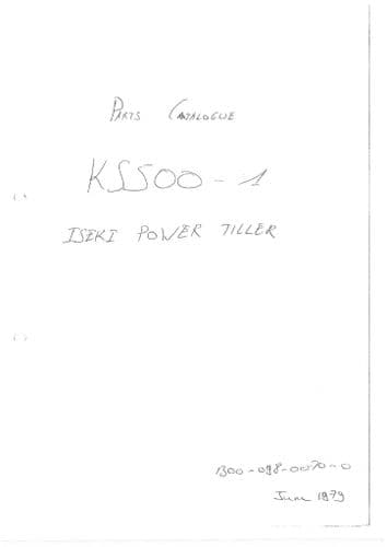 Iseki Power Tiller KS500-1 Parts Manual