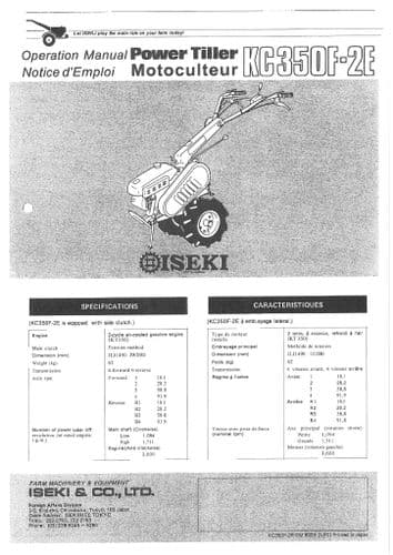 Iseki Power Tlller KC350F-2E Operators Manual