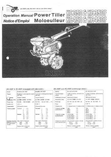 Iseki Power Tlller KC350F.2E Operators Manual