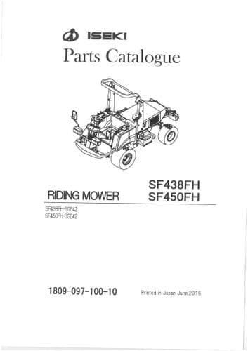 Iseki Ride on Mower Tractor SF438FH SF450FH Parts Manual