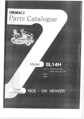 Iseki Ride on Mower Tractor SL14H Parts Manual