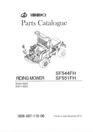 Iseki Riding Mower SF544FH & SF551FH Parts Manual