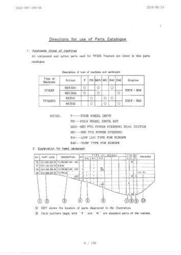 Iseki Tractor Chassis TF325F TF325FH Parts Manual