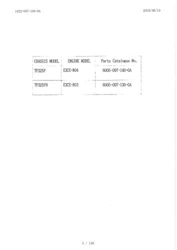 Iseki Tractor Chassis TF325F TF325FH Parts Manual