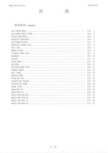 Iseki Tractor Engine TF325F(H) Parts Manual
