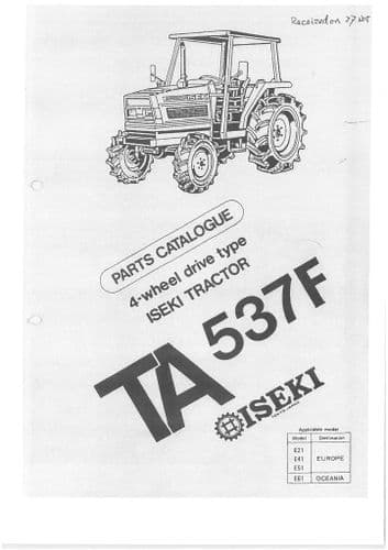 Iseki Tractor TA537F Parts Manual TA537 F