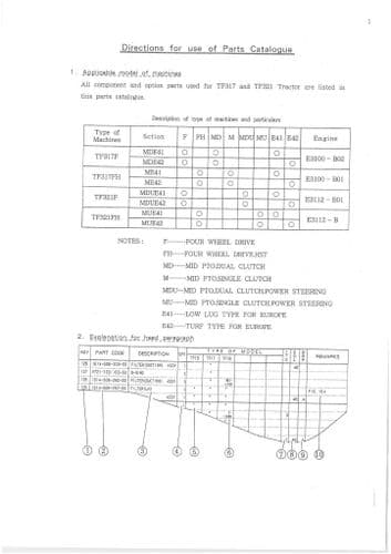 Iseki Tractor TF317 TF321 Parts Manual TU 317 321