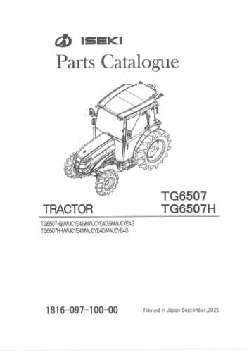 Iseki Tractor TG6507 & TG6507H Parts Manual