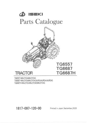 Iseki Tractor TG6557 TG6687 & TG6687H Parts Manual