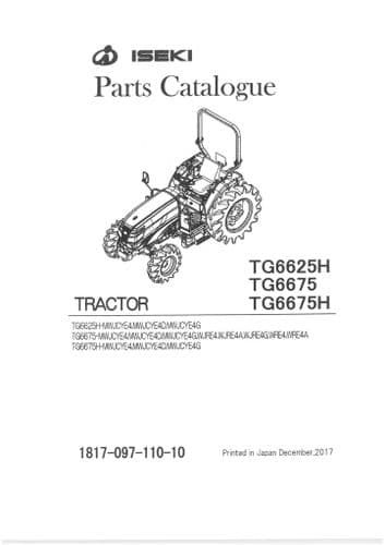 Iseki Tractor TG6625H TG6675 TG6675H Parts Manual TG 6625 6675 H
