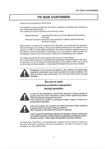 Iseki Tractor TH5370H & TH5420H Operators Manual