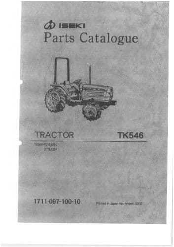 Iseki Tractor TK546 Parts Manual TK 546