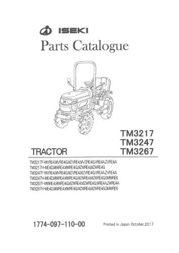 Iseki Tractor TM3217 TM3247 TM3267 Parts Manual