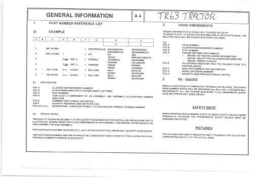 Iseki Tractor TR63 Parts Manual TR 63