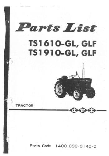 Iseki Tractor TS1610-GL TS1910-GL GLF Parts Manual TS 1610 1910