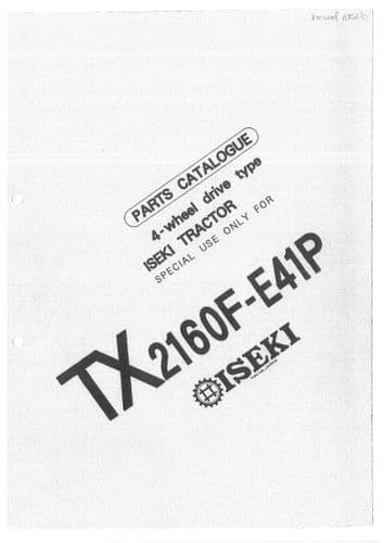 Iseki Tractor TX2160F-E41P Parts Manual