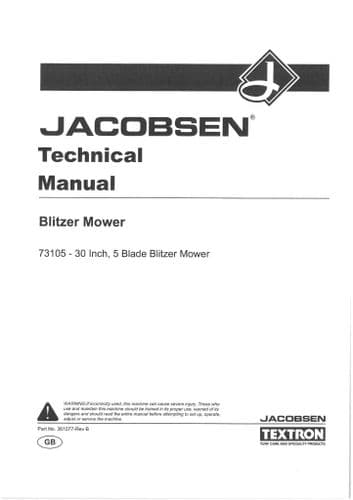 Jacobsen Blitzer Mower 30" 5 Blade Mower Workshop Service Manual