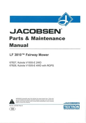 Jacobsen Fairway Mower LF 3810 Parts Manual
