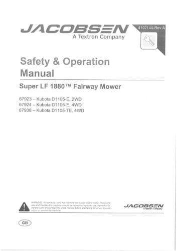 Jacobsen Fairway Mower Super LF1880 Operators Manual - LF 1880