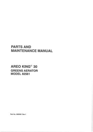Jacobsen Greens Aerator Aero King 30 Operators Manual And Spare Parts List