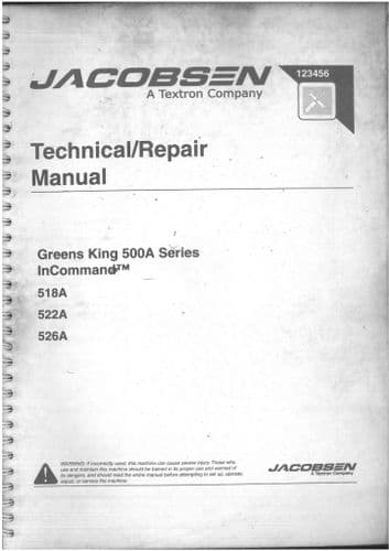 Jacobsen Greens King 500A 518A 522A 526A Grass Mower Workshop Service Repair Manual - ORIGINAL