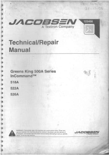 Jacobsen Greens King 518A 522A 526A Grass Mower Workshop Service Repair Manual