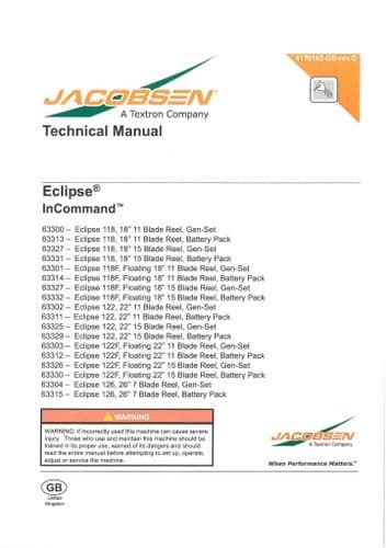 Jacobsen Mower Eclipse 118 122 126  Workshop Service Repair Manual