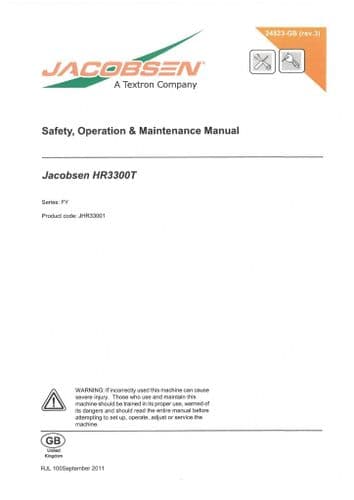 Jacobsen Mower HR3300T Operators Manual - HR 3300T