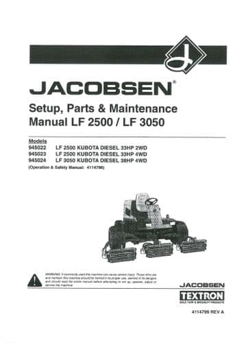 Jacobsen Mower LF2500 LF3050 Operators Manual Parts List
