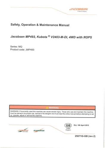 Jacobsen Mower MP493 Operators Manual