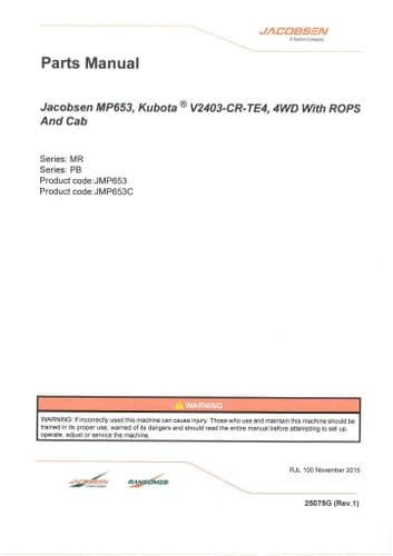 Jacobsen Mower MP653 Parts Manual - MP 653